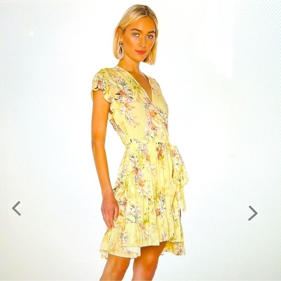 REVOLVE Dresses & Skirts - RAVN x Revolve Yellow Floral  Wrap Dress size Small